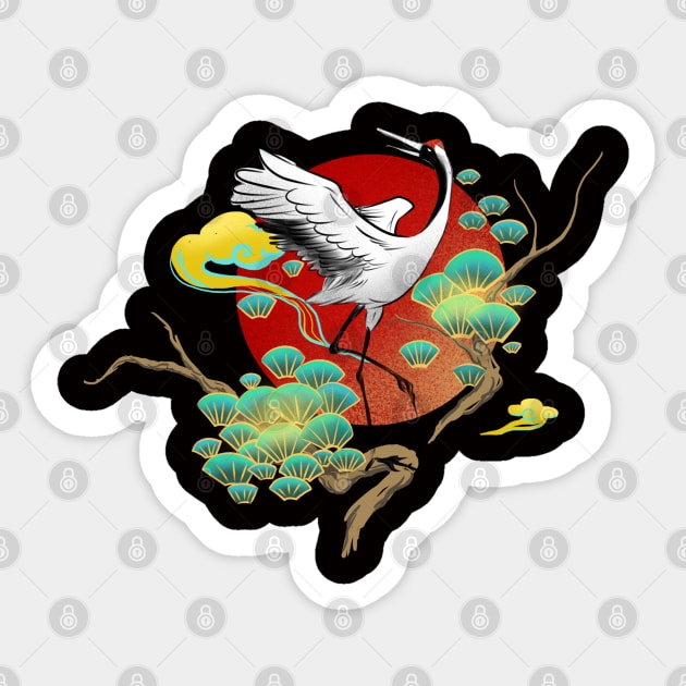 Awesome Crane Sticker by Happy Art Designs